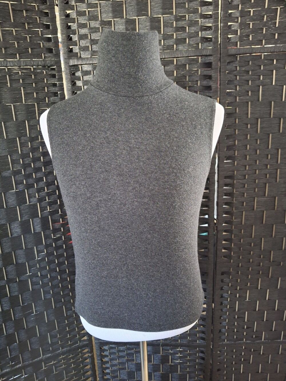 Vintage Y2K Charlotte Russe Sleeveless Turtleneck Size L Gray Smart Casual Sleek